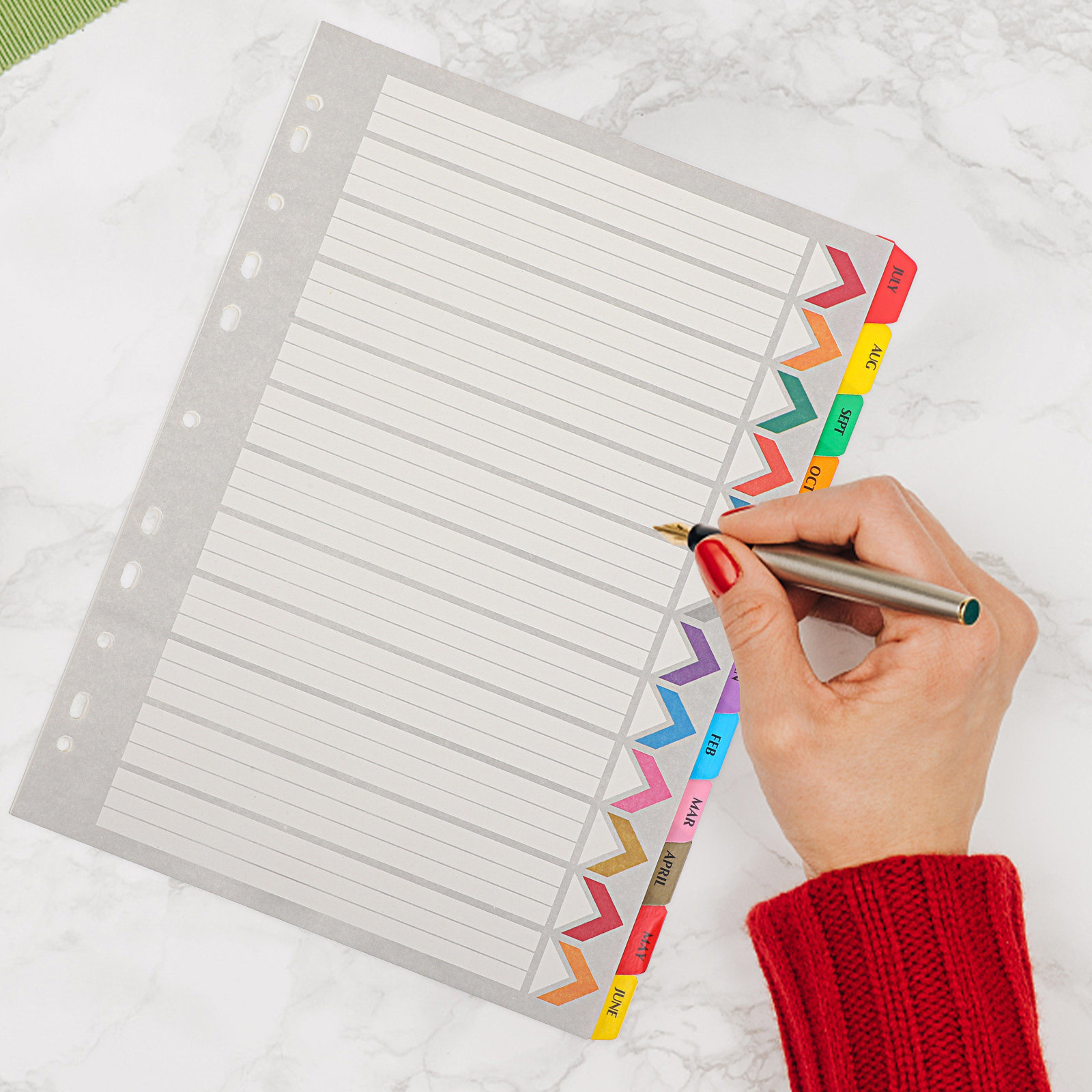 Tab Divider A4 - 12 Yapraklı A4 İndeks Bölücüler, Defterler,